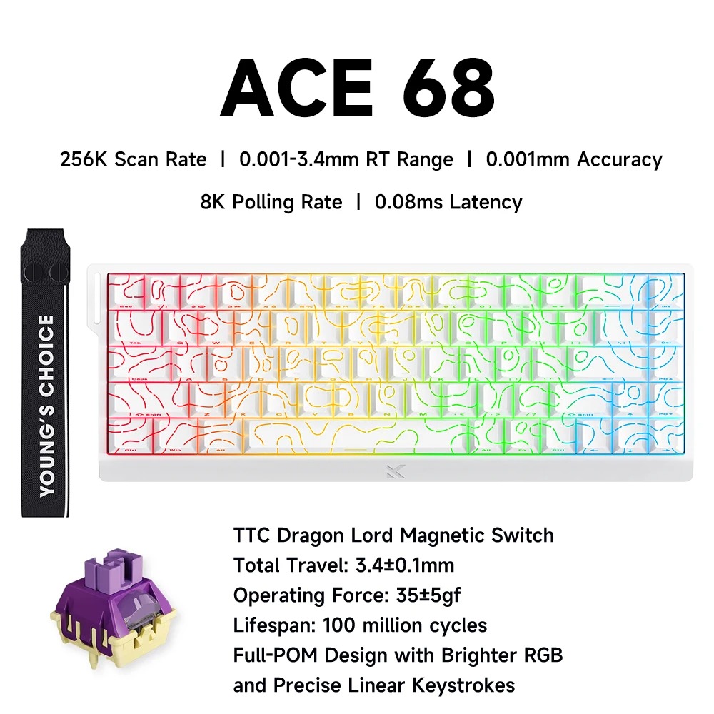 Gaming Keyboard Hall Effect - MCHOSE ACE 68, магнитный переключатель, игровая