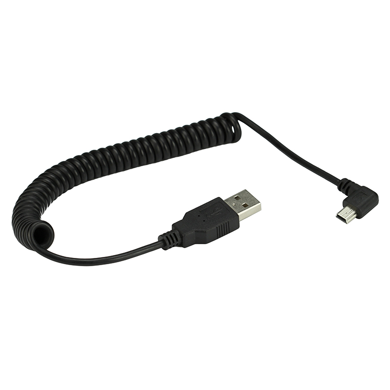 Мини USB 5Pin 90 градусов левы – обзор и цена Coiled Usb Cable